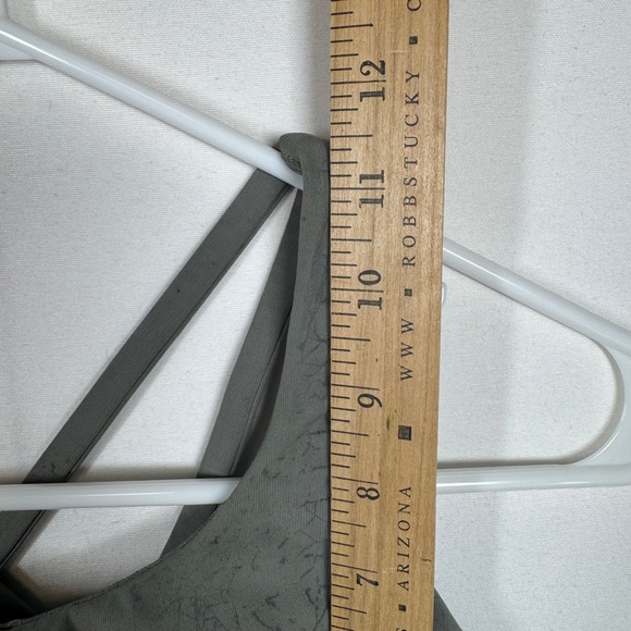 Lululemon Energy Bra Longline Olive Green Crackle Print Strappy Sports Bra Sz 4 - Picture 3 of 6